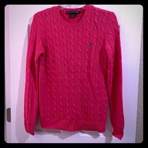 Ralph Lauren Sport bright pink cable knit sweater